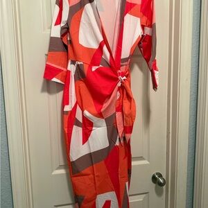 Stylish Geometric Print Wrap Dress